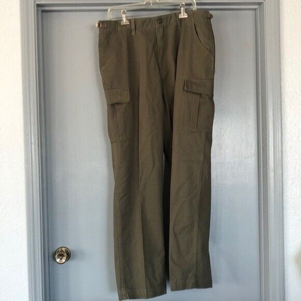 Cabelas Cargo Pants Mens 36/32 Green Outdoors Adjustable Hiking Straight Leg